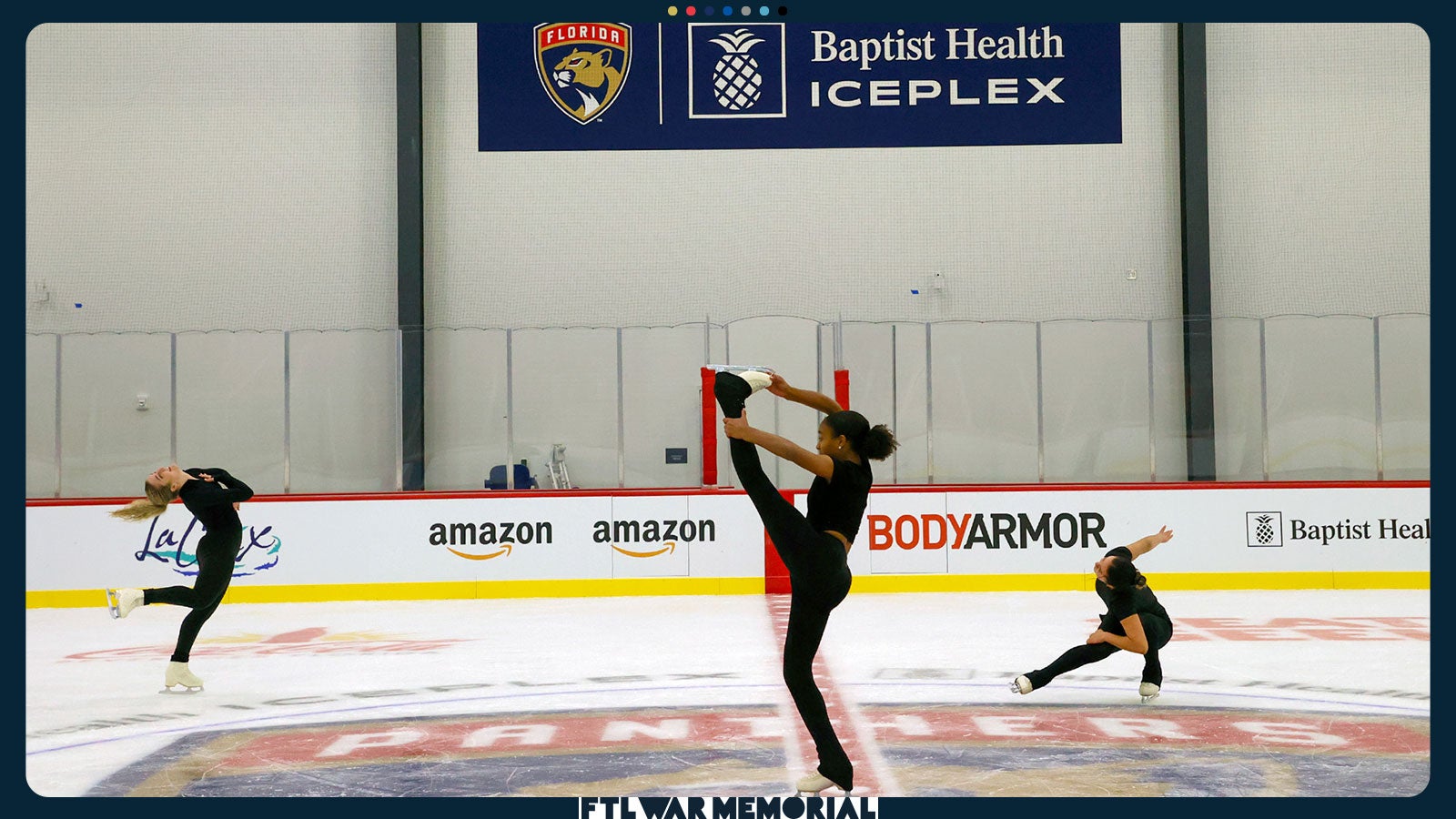 Figure skaters skating at Baptist Health IcePlex